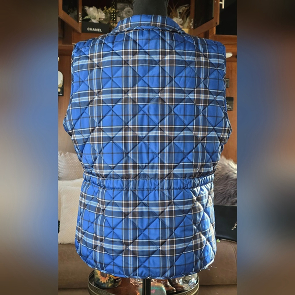 St. John's Bay Vibrant Blue Plaid Quilted Vest - Picture 5 of 8